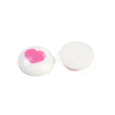 White and Pink Flat Round Cartoon Resin Cabochons CRES-Q009-01F-1