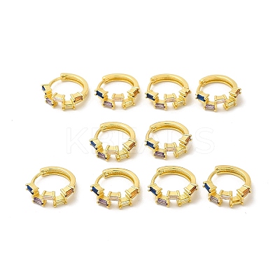 Cubic Zirconia Rectangle Hoop Earrings EJEW-E270-26G-1