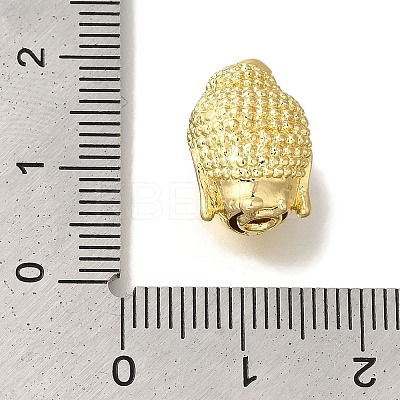 Buddha Head Rack Plating Brass Micro Pave Clear Cubic Zirconia Beads KK-U019-12G-1