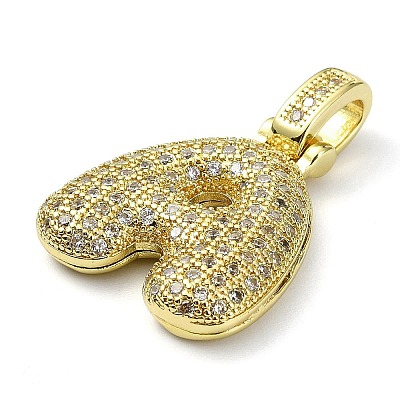 Brass Micro Pave Clear Cubic Zirconia Pendants KK-M279-01G-A-1