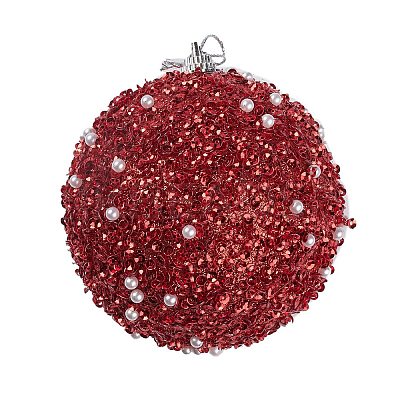 Christmas Ball Foam & Plastic Imitation Pearl Pendant Decoration FIND-G056-01B-1