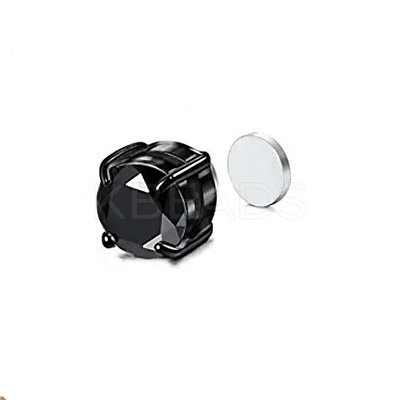 Flat Round Cubic Zirconia Magnetic Clip-on Earrings EJEW-H001-47B-EB-1