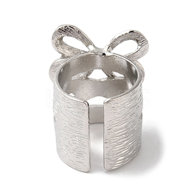 Alloy Rhinestone Bowknot Wide Open Cuff Rings for Women RJEW-S412-07P-1