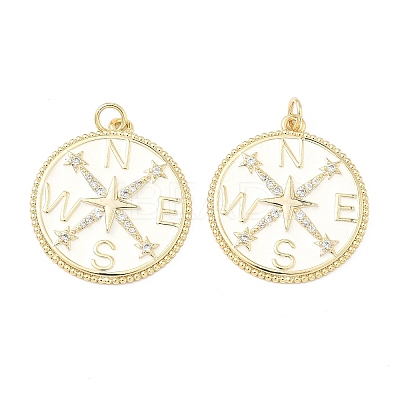 Eco-Friendly Brass Micro Pave Clear Cubic Zirconia Enamel Pendants ZIRC-C024-01G-02-1-1