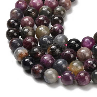 Natural Red Corundum/Ruby and Sapphire Beads Strands G-C259-B07-8mm-1