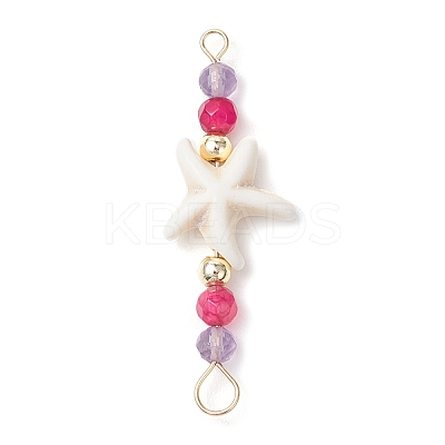 4Pcs 4 Colors Summer Beach Dyed Synthetic Turquoise Connector Charms PALLOY-JF03746-01-1