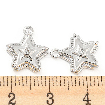 Brass Micro Pave Cubic Zirconia Charms KK-E090-35P-1