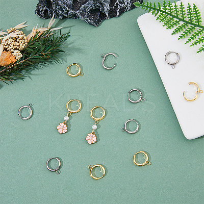 12Pcs 2 Colors 201 Stainless Steel Huggie Hoop Earring Findings FIND-DC0005-86-1