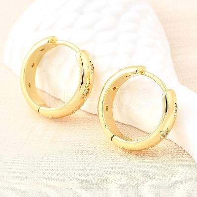 Brass Micro Pave Clear Cubic Zirconia Hoop Earrings EJEW-Z121-01G-1
