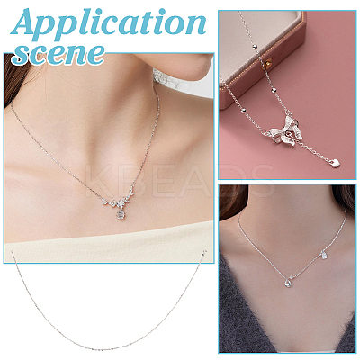 1Pc Sterling Silver Heart Link Chain Necklaces for Women NJEW-BC0001-13-1