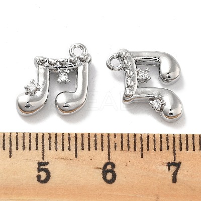 Brass Micro Pave Clear Cubic Zirconia Charms KK-M102-47P-1
