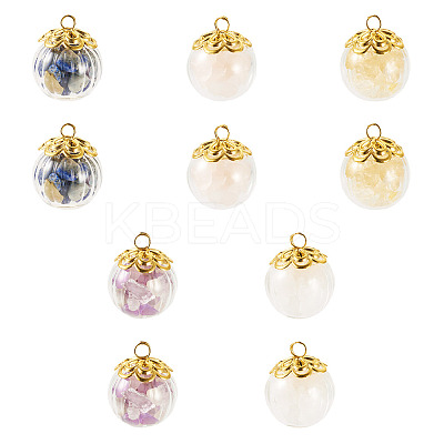 10 Pcs Natural Citrine & Amethyst & Rose Quartz & White Jade & Lapis Lazuli Pendants PALLOY-TA00205-1