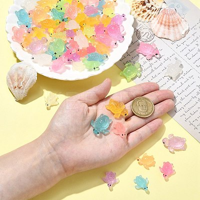 80Pcs 16 Styles Luminous Resin Sea Turtle Figurine Decoration FIND-CJ0003-49-1