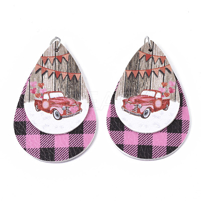 Christmas Theme PU Leather Big Pendants FIND-R080-03-1