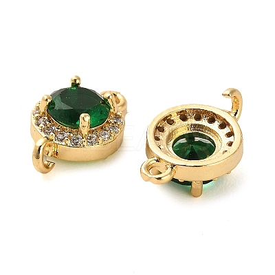 Brass Pave Cubic Zirconia Connector Charms KK-D093-09G-04-1