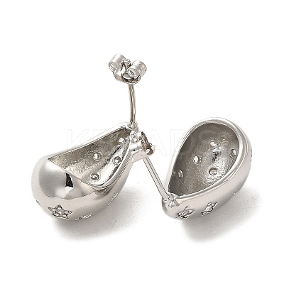 Brass with Cubic Zirconia Stud Earrings EJEW-G381-02P-1