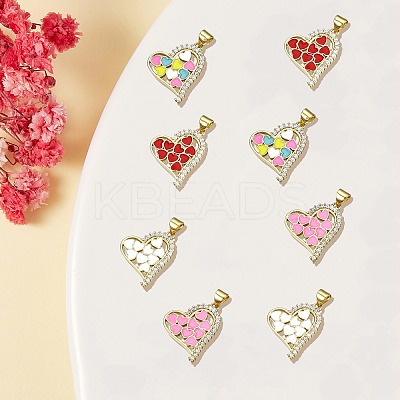 8Pcs 4 Colors Brass Micro Pave Clear Cubic Zirconia Pendants ZIRC-SZ0003-53-1