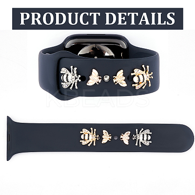 6Pcs 6 Styles Bees Zinc Alloy with Enamel Watch Band Studs FIND-UN0003-39-1