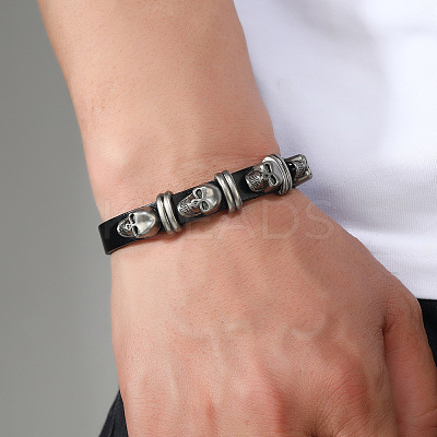 Alloy Skull Rivets Bracelet BJEW-C037-03A-1