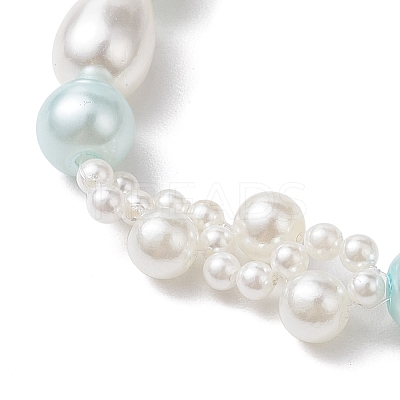 Glass Shell Pearl & ABS Plastic Imitation Pearl Beaded Bracelets for Women BJEW-JB10597-1