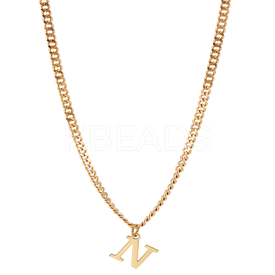 1Pc 304 Stainless Steel Letter Pendant Necklaces NJEW-LP0001-33N-G-1