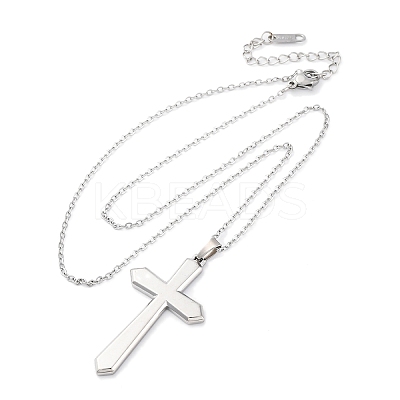 Cross 304 Stainless Steel Pendant Necklaces NJEW-H059-09P-1