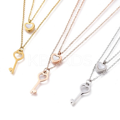 304 Stainless Steel Double Layer Necklaces NJEW-I240-03-1