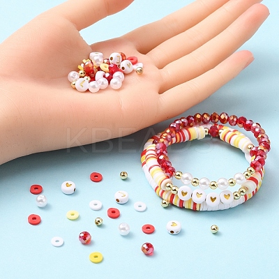 DIY Letter & Imitation Pearl & Heishi Beads Bracelet Making Kit DIY-YW0005-23E-1