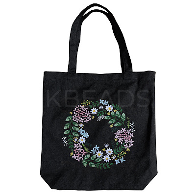 DIY Flower Wreath Pattern Tote Bag Embroidery Kit PW22121376717-1