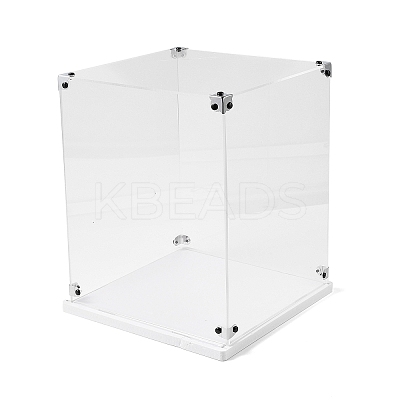 (Defective Closeout Sale: Slight Damage) Transparent Acrylic Minifigures Display Cases with White Base ODIS-XCP0001-32-1