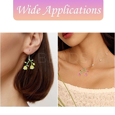 6Pcs 6 Colors Handmade Glass Seed Beaded Lily of The Valley Pendants SEED-CJ0001-25-1