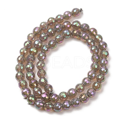 Electroplated Natural Agate Beads Strands G-B191-A07-6mm-03-1