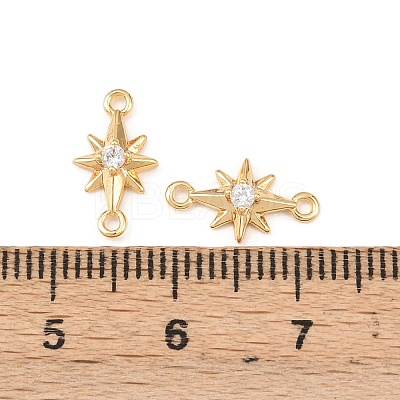Brass Pave Clear Cubic Zirconia Connector Charms KK-H524-14G-1