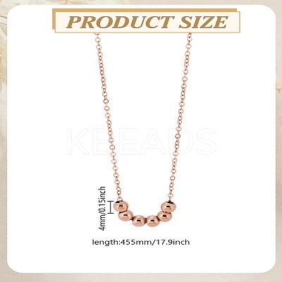 1Pc 304 Stainless Steel Slider Round Beads Pendant Necklaces NJEW-LP0003-10RG-1