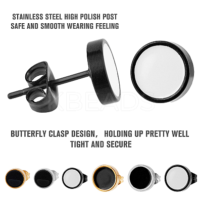 12Pcs 6 Colors 304 Stainless Steel Enamel Stud Earrings for Men Women EJEW-FI0002-94-1