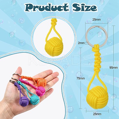 16Pcs 8 Colors Polyester & Spandex Cord Braided Ball Keychain for Jewelry Making DIY Crafts KEYC-CJ0001-05-1