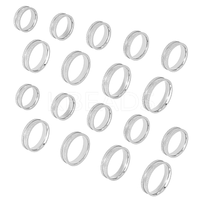 18Pcs 9 Size 201 Stainless Steel Grooved Finger Ring for Men Women STAS-UN0045-60B-P-1