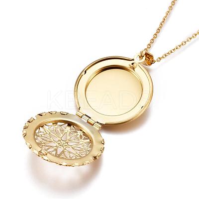304 Stainless Steel Locket Pendant Necklaces NJEW-P169-01-1