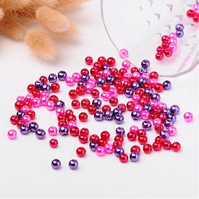 Valentine's Mix Glass Pearl Beads Sets HY-X006-6mm-10-1