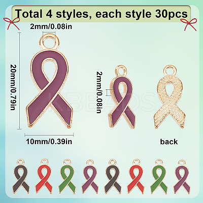 120Pcs 4 Colors Alloy Enamel Pendants ENAM-SC0003-55-1