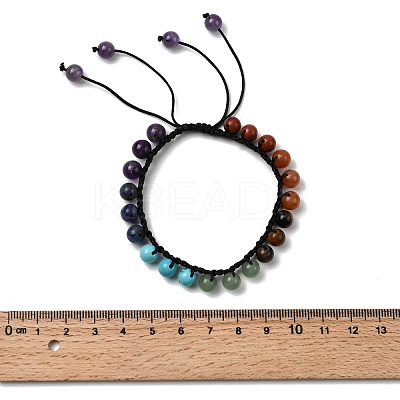 Adjustable Natural & Synthetic Mixed Gemstone Beads Braided Bead Bracelets for Men Women BJEW-L713-B05-1