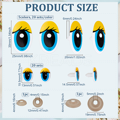 120 Sets 6 Styles Plastic Doll Craft Eyes DOLL-PH0001-53-1