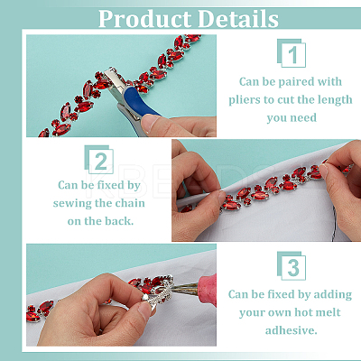 1Yard Iron Glass Rhinestone Cup Chains CH-FG0001-01B-1