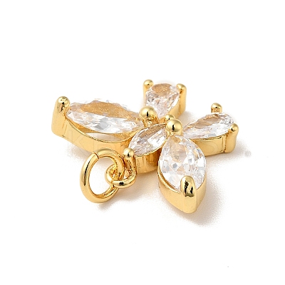 Rack Plating Brass Micro Pave Clear Cubic Zirconia Pendants KK-H431-15G-1