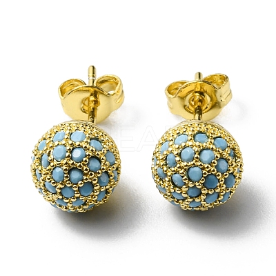 Rhinestone Disco Ball Stud Earrings EJEW-D055-07G-1