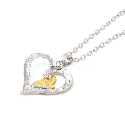 Heart with Word Best Wishes Zinc Alloy Pendant Necklaces for Christmas NJEW-M203-02A-GP-1