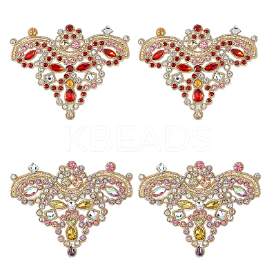 4Pcs 2 Colors Flower Alloy Rhinestones Appliques DIY-FH0006-98-1