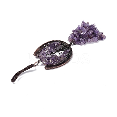 Natural Amethyst Chip Tree of Life Pendants Decoration G-F733-06C-1