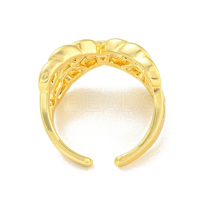 Rack Plating Brass Criss Cross Open Cuff Rings RJEW-Q784-13G-1