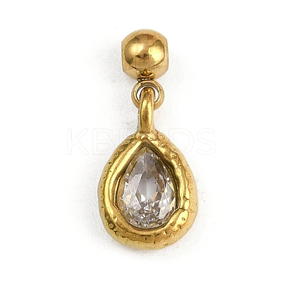 304 Stainless Steel Cubic Zirconia Pendants LS-STAS-L296-12G-1
